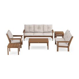 Vineyard Six-Piece Deep Seating Set - Teak/Dune Burlap