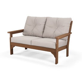 Vineyard Deep Seating Settee - Teak/Dune Burlap