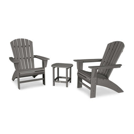 Nautical Three-Piece Curveback Adirondack Set - Slate Gray