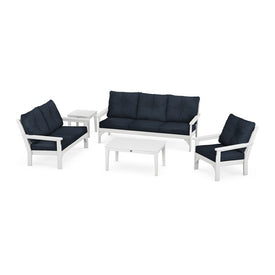 Vineyard Five-Piece Deep Seating Set - White/Marine Indigo