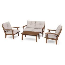 Lakeside Four-Piece Deep Seating Set - Teak/Dune Burlap