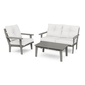 Lakeside Three-Piece Deep Seating Set - Slate Gray/Textured Linen