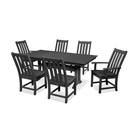 Vineyard Seven-Piece Farmhouse Trestle Dining Set - Black