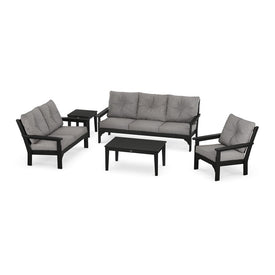 Vineyard Five-Piece Deep Seating Set - Black/Gray Mist