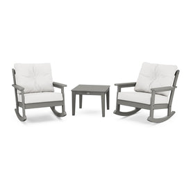 Vineyard Three-Piece Deep Seating Rocker Set - Slate Gray/Textured Linen