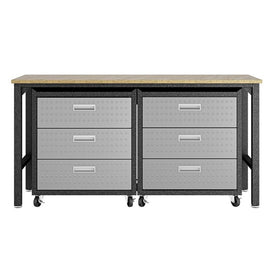 Fortress Mobile Three-Piece Space-Saving Garage Cabinet and Worktable 6.0