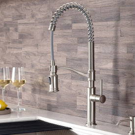 Sellette Commercial-Style Pull Down Kitchen Faucet with Deck Plate and Soap Dispenser