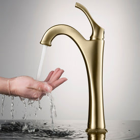 Arlo Brushed Gold Tall Vessel Bathroom Faucet with Pop-Up Drain