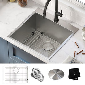 Standart Pro 22" Single Bowl 16-Gauge Stainless Steel Deep Dual-Mount Laundry/Utility Sink