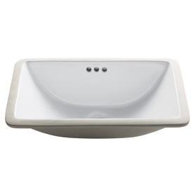 Elavo 21" Rectangular Undermount White Porcelain Bathroom Sink with Overflow