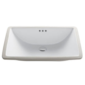 Elavo 23" Rectangular Undermount White Porcelain Bathroom Sink with Overflow