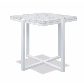 Square End Table with Honed Carrara Marble - Frost