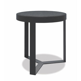 Contemporary "18" Round End Table - Graphite Finish with Honed Granite Top