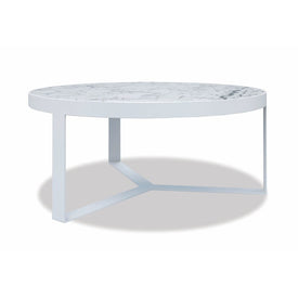 Contemporary 38" Round Coffee Table with Honed Carrara Top - Frost Finish