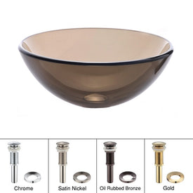 14" Glass Vessel Sink with Pop-Up Drain and Mounting Ring