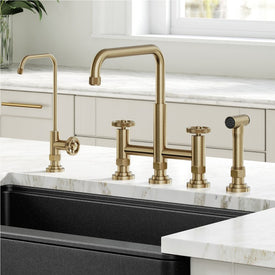 Urbix Industrial Bridge Kitchen Faucet and Water Filter Faucet Combo
