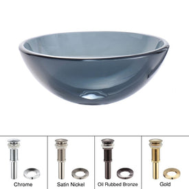 14" Glass Vessel Sink with Pop-Up Drain and Mounting Ring