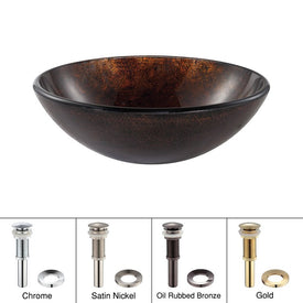 Pluto Glass Vessel Sink with Pop-Up Drain and Mounting Ring