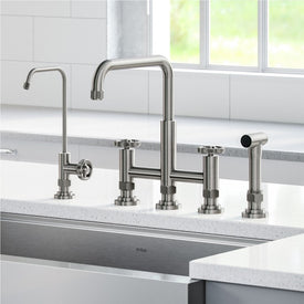Urbix Industrial Bridge Kitchen Faucet and Water Filter Faucet Combo