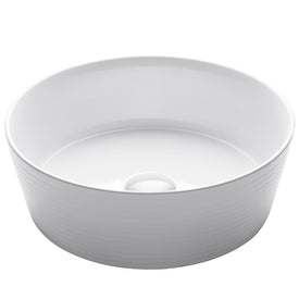 Viva 15-3/4" D x 5-3/8" H Round White Porcelain Bathroom Vessel Sink