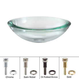 34 mm Thick Glass Vessel Sink with Pop-Up Drain and Mounting Ring