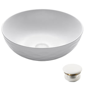 Viva 16.5" D x 5.5" H Round White Porcelain Bathroom Vessel Sink with Pop-Up Drain