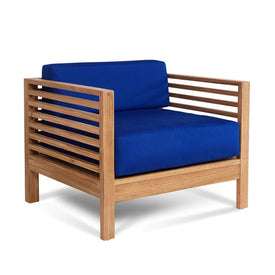 Summer Teak Outdoor Club Chair with Sunbrella True Blue Cushion