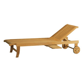 Lance Teak Outdoor Sunlounger with Wheels and Cupholder