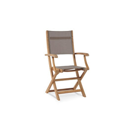 Stella Teak Outdoor Folding Armchair in Taupe Textilene Fabric