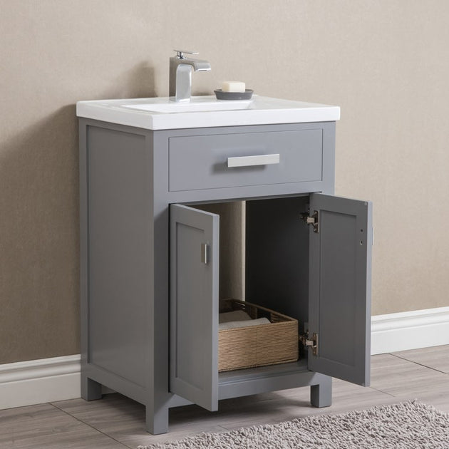 Myra 24" Single Bathroom Vanity in Cashmere Gray with Ceramic Top Vani