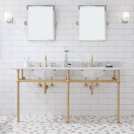 Embassy 72" Double Wash Stand, P-Trap, and Top and Basin included in Satin Gold
