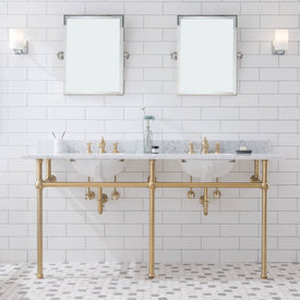 Embassy 72" Double Wash Stand, P-Trap, Top and Basin, Faucet and Mirror included in Satin Gold