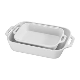 Two-Piece Ceramic Rectangular Baking Dish Set - White