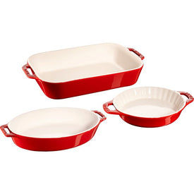 Three-Piece Stoneware Mixed Baking Dish Set - Cherry