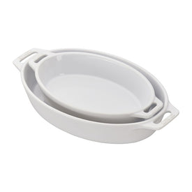 Two-Piece Ceramic Oval Baking Dish Set - White