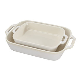 Two-Piece Ceramic Rectangular Baking Dish Set - Rustic Ivory