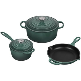 Signature Five-Piece Cast Iron Cookware Set with Stainless Steel Knobs - Artichaut