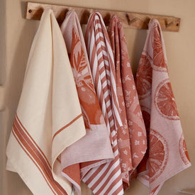 Flowers 100% Cotton Kitchen Towels Set of 2 - Orange