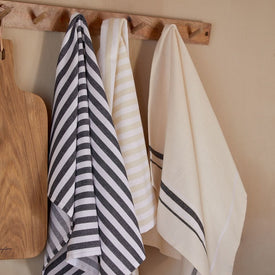 Stripes 100% Cotton Kitchen Towels Set of 2 - Black