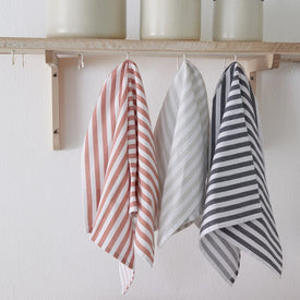 Stripes 100% Cotton Kitchen Towels Set of 2 - Dove Gray