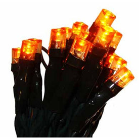 20-Count Amber Battery-Operated LED Wide-Angle Mini Christmas Light Set with 6.25' Green Wire