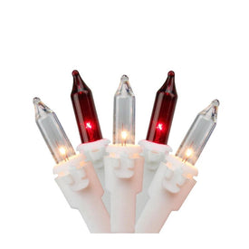 100-Count Red and Clear Mini Icicle Christmas Light Set with 5.75' White Wire