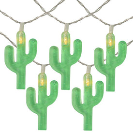 10-Count Green Cactus LED Summer String Lights with 4.5' Clear Wire