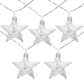 10-Count Warm White Clear Star and Yarn Battery-Operated LED Christmas Light Set with 4.5' Clear Wire