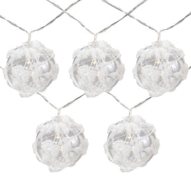 10-Count Warm White Clear Round Ball Battery-Operated LED Christmas Light Set with 4.75' Clear Wire