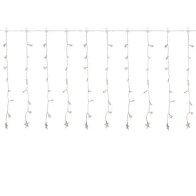 120-Count Warm White LED Curtain Christmas Light Set with 7.5' Clear Wire