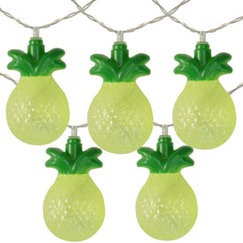 10-Count Green Pineapple LED Summer Lights with 4.5' Clear Wire