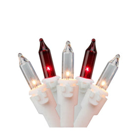 50-Count Red and Clear Mini Icicle Christmas Light Set with 2.5' White Wire