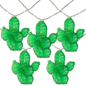 10-Count Green Prickly Pear Cactus LED Summer String Lights with 4.5' Clear Wire
