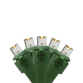 50-Count Warm White Battery-Operated LED Wide-Angle Christmas Light Set with 24.5' Green Wire